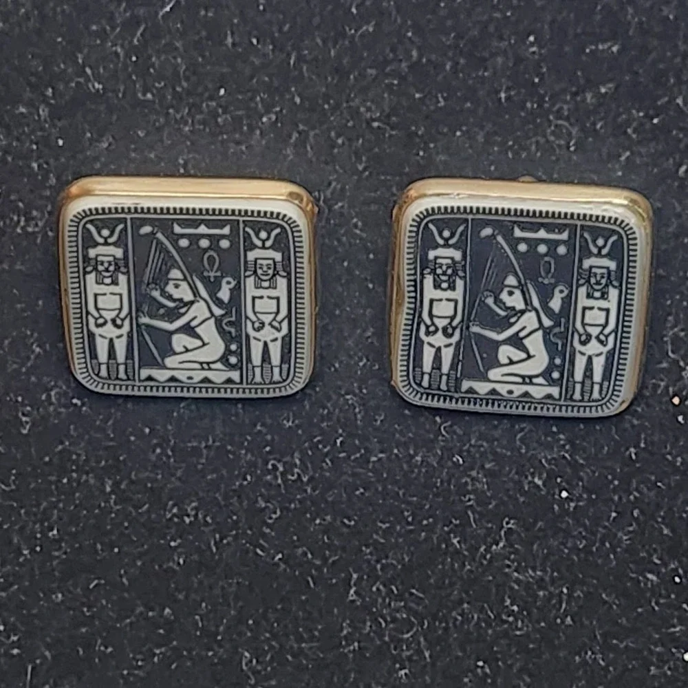 Egyptian Revival Panel Cufflinks‎